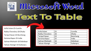 How to convert text to table in MS Word