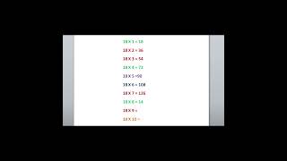 mULTIPLICATION tABLE 18 #SHORTS