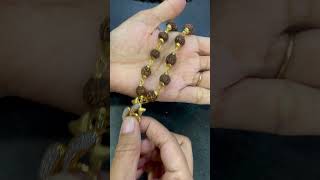 WHATSAPP +919322219437 TO ORDER- Lord Ganesha Mens Rudraksha Gold Mala Necklace