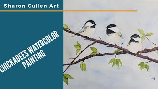 Chickadees Watercolor Painting