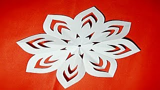 How to make paper art/ easy paper cutting flower designs/snowflake/DIY Tutorial- step by step.