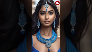 Beautiful Indian model wearing a blue color rope