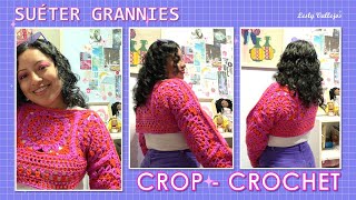 SUÉTER con GRANNIES - Tejido a crochet | Lesly Vallejos 💖