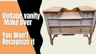 Epic Vintage Vanity Make Over | Furniture Flip | Halloween Challenge