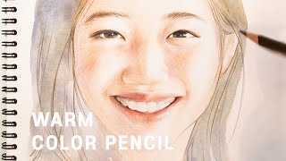 오렌지빛 햇살 느낌나는 인물드로잉_색연필인물화colorpencil