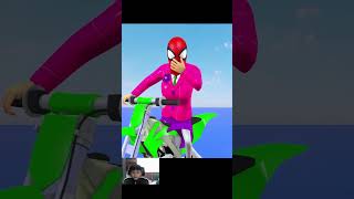 Troll Squid Game SPIDER-MAN!on Motorcycle in Spiral Bridge Stunt Ride 5 Times Challenge #shortsvideo