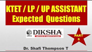 LP/UP ASSISTANT EXAM PART: 6/ Dr. Shafi Thompson/ Diksha online classroom.