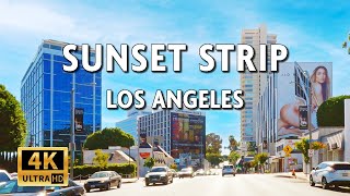 Driving Sunset Strip - Sunset Boulevard - Los Angeles, California, USA - 4K Video With Live Sound