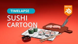 SUSHI CARTOON NO BLENDER 3D | TECHONALTA