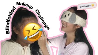 Doing my Cousin's makeup BLINDFOLDED! || Fail?