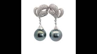 2.29 Carat Diamond & Cultured South Sea Pearl Drop Earrings in 14k White Gold