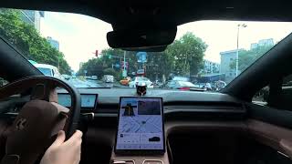 Drive through Xi'an city centre China in Nio ES6 EL6 using Nop+ NioPilot FSD self driving (Part4)