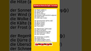 Almanca Hava ile ilgili Terminler 🇩🇪🇹🇷