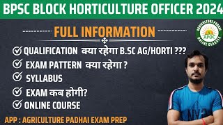 BPSC Block Horticulture Officer Notification 2024 Out | Syllabus | Eligibility | Online Course