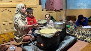 Cooking Gilgit Baltistan’s Traditional Breakfast Recipe On Slim Stone Rock | Mountain Life In Winter