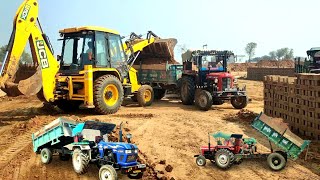 Jcb 3dx Xpert Backhoe Loading Field Mud | Massey 241&1035 Eicher 380 John Deere Tractor with Trolly