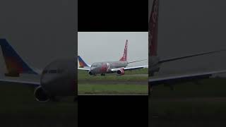 Jet2 737-800 landing at Leeds Bradford airport