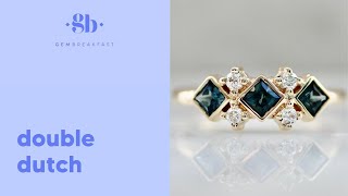 Double Dutch Blue-Green Princess Cut Sapphire & Diamond Ring