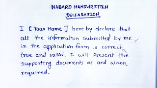 NABARD HANDWRITTEN DECLARATION  handwritten declaration for nabard #nabard #nabardbharti2024