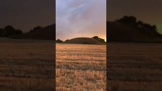 Sunset in the field. Haystacks  in the field. Стога сена на закате.