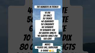 French Numbers/Beginners #viralshorts #ytshorts #shorts #frenchbasics #frenchlanguage #frenchnumbers