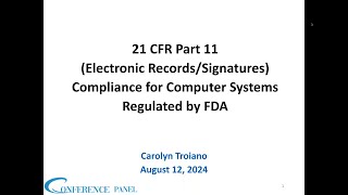 21 CFR Part 11, FDA Guidance for Electronic Records and Signatures Computer System Regulated by FDA