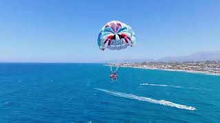 Parasailing drone footage from Aris Water Sports