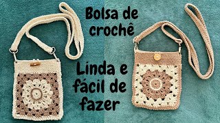 Bolsa de crochê tiracolo- Quadrados - Fácil, rápido e linda!!!