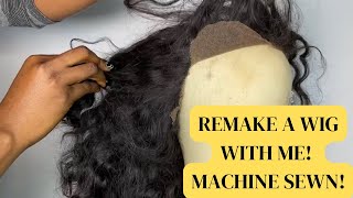 Revamp a Wig with Me PART 2 | How to make a Wig (Machine Sewing)