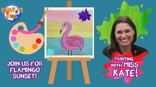 Drawing and Painting for kids - How to Draw a Flamingo at Sunset - art for kids