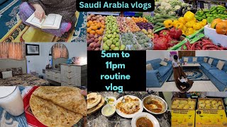 Morning 5am to night 11pm routine vlog ||first visit at Pakistani fruits & vegetables shop in riyadh