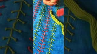 Hand embroidery neck design | Hand embroidery #shorts