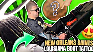 NEW ORLEANS SAINTS LOUISIANA BOOT TATTOO *I WAS SO NERVOUS I HAD TO DO THIS?!* *EMBARRASSING*