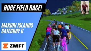 HUGE FIELD for a Tough Zwift Race! // Team Draft Wandering Flats // Zwift Racing // Category C