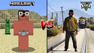 MINECRAFT NOOB REAL LIFE VS GTA 5 NOOB REAL LIFE - REALISTIC BATTLE