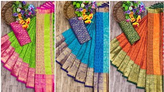 ઓરા કોટન સિલ્ક સાડી || Rich Look And Beautiful Ton Colour Sarees ||