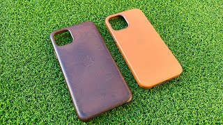 Aged vs. New Apple Saddle Brown Leather Case