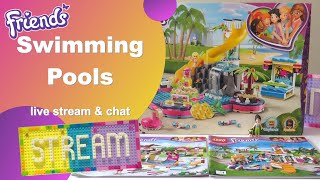 Lego Friends Swimming Pools - Can I build three pools in three hours? - live stream, build and chat