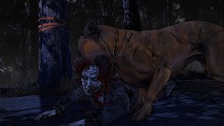 Pit bull chops walkers head off-The Walking Dead Season 4