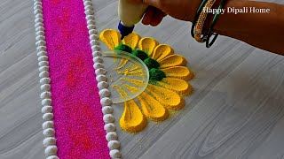 Diwali rangoli designs | Diwali Border rangoli | easy simple Diwali rangoli #rangoli #video #Diwali