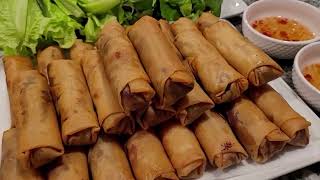 Cha gio cua thịt (crab and meat eggroll)