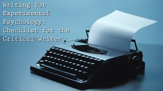 Writing 07 - Checklist for the Critical Writer