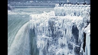 ШОК!  Из-за сильных морозов частично замерз Ниагарский водопад! Январь 2018г