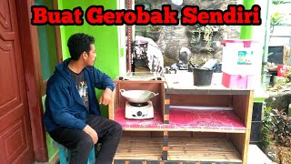 Gerobak jualan dagang gorengan sosis dari kayu bekas