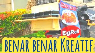 Benar benar Kreatif, membuat tempat dagangan diatas motor