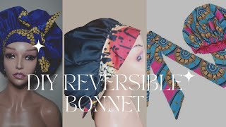 How to make a simple reversible hair bonnet. Satin bonnet/headwrap. Ankara bonnet