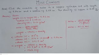 Calculating Moles from volume and weight