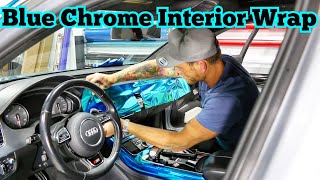 Difficult - Interior Vinyl Wrap In Light Blue Chrome (Audi S8)