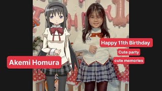 Cosplay Akemi Homura on Birthday ! Burn Away Cake + Troll Box Gift + Bear Bingsu - Ideas for Bithday