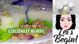 HOW TO MAKE SIMPLE & EASY COCONUT BURFI |  کاکونٹ برفی | ناریل برفی | नारियल बर्फ | নারকেল বরফ